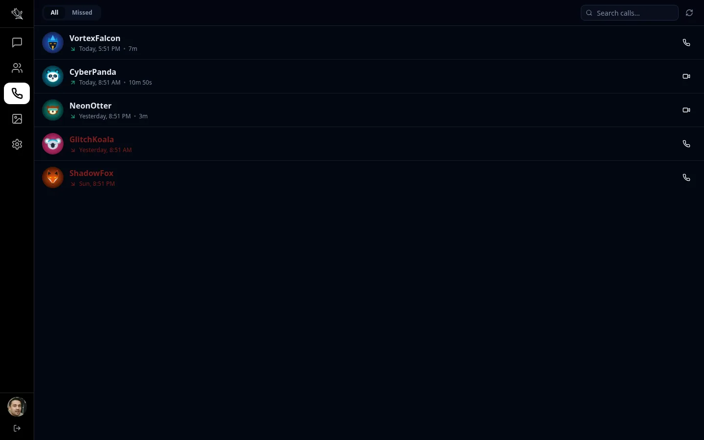 Lupyd Voice and Video Calling Interface