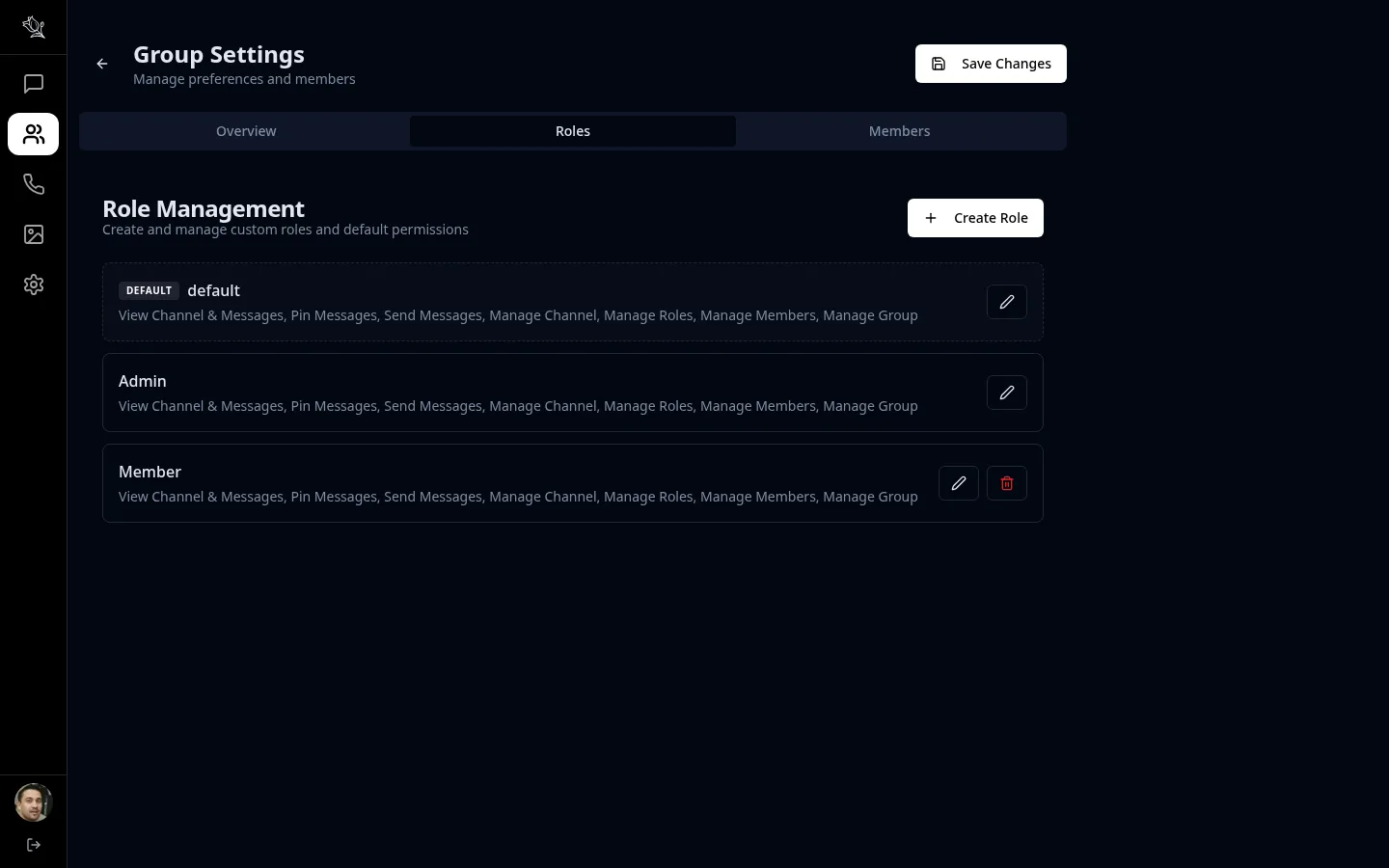 Lupyd Roles and Permissions Management Interface