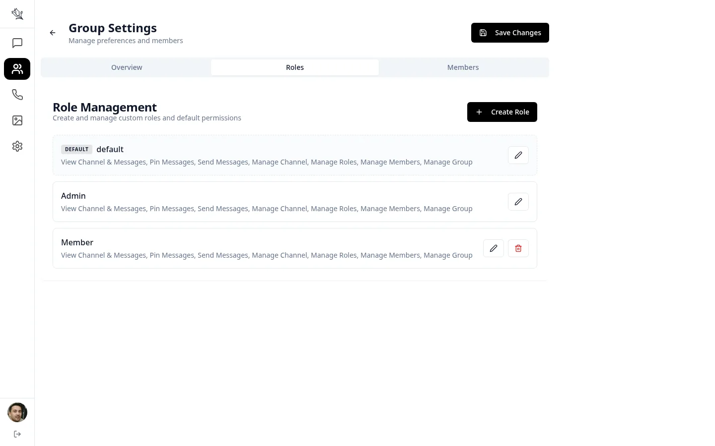 Lupyd Roles and Permissions Management Interface