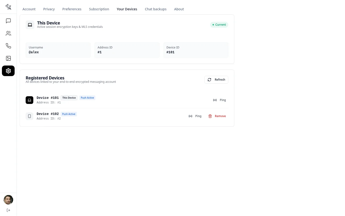 Lupyd Settings and Security Interface
