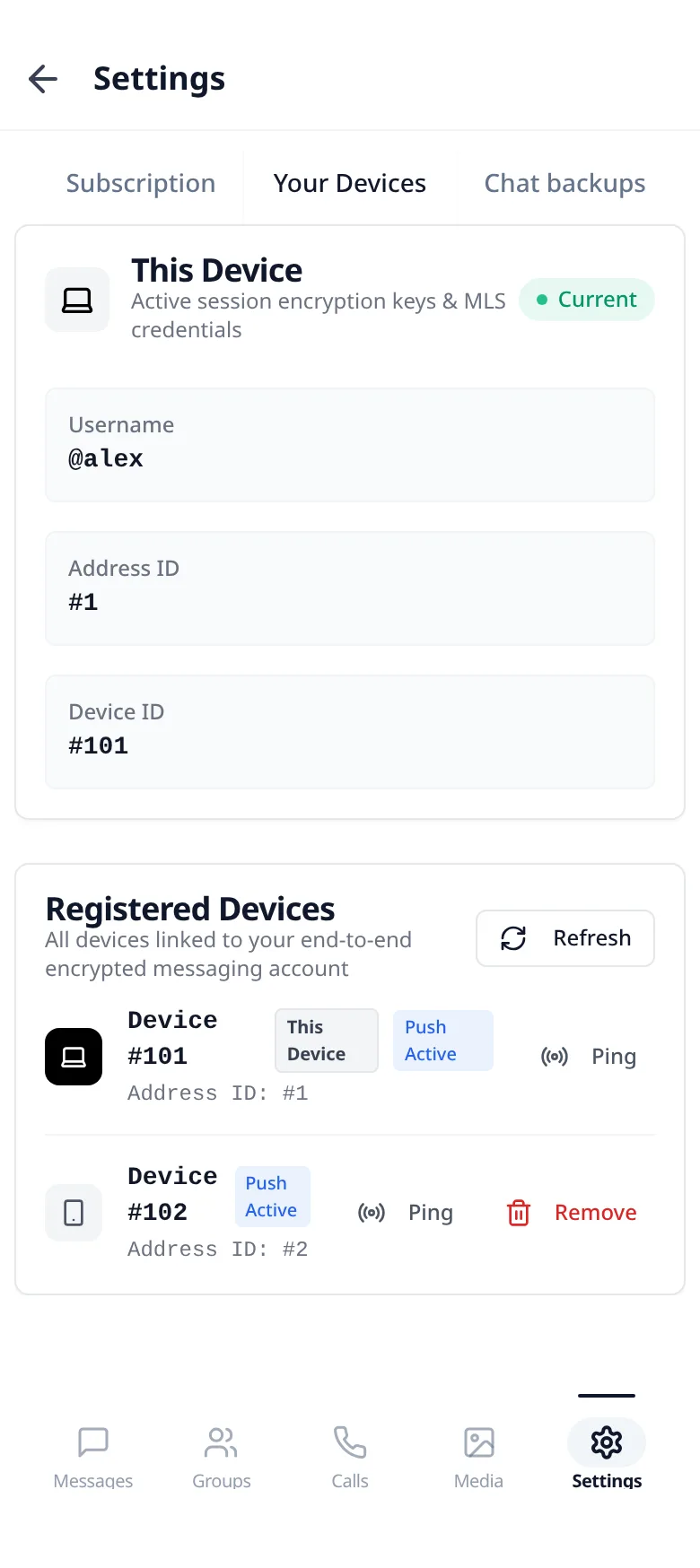 Lupyd Settings Mobile Interface